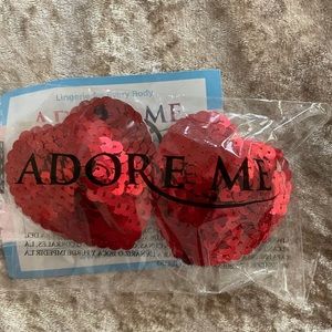 Adore Me red sequin heart-shaped nipple pasties